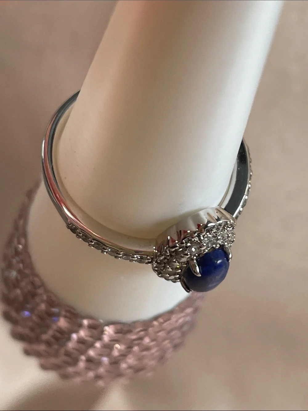 Bomb Party Genuine Lapis on Rhodium Size 10